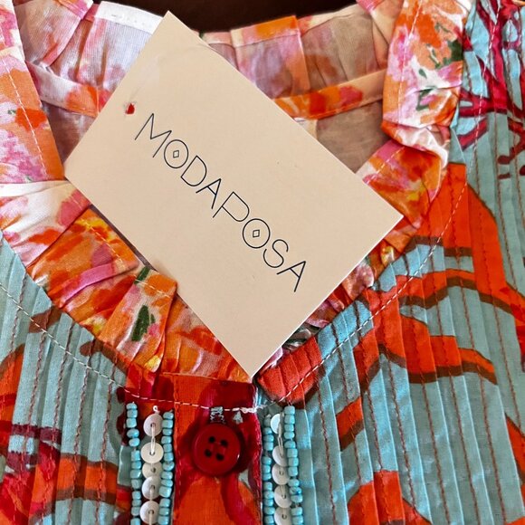 Modaposa Womens Floral & Abstract Print Tunic Top With Bell Sleeves - Picture 6 of 8